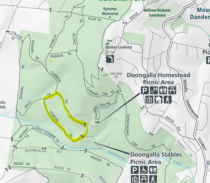 Stables Track Loop Walk (Mount Dandenong) Map