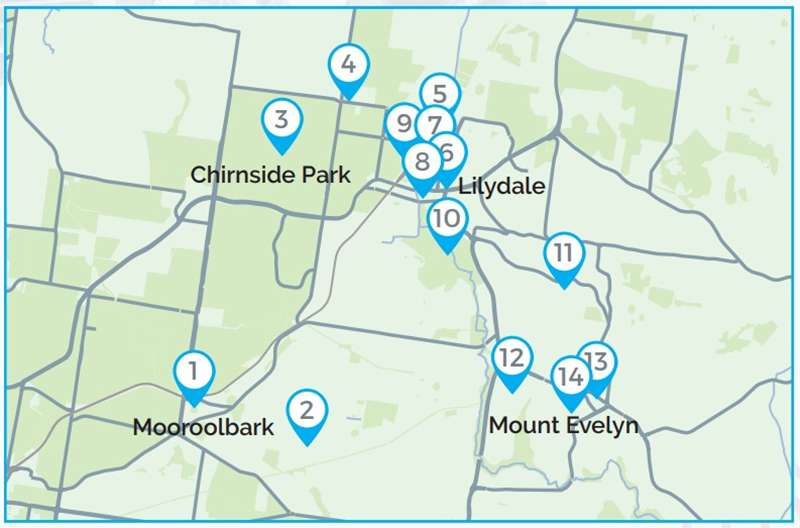 Urban Yarra Valley Heritage Tour Map