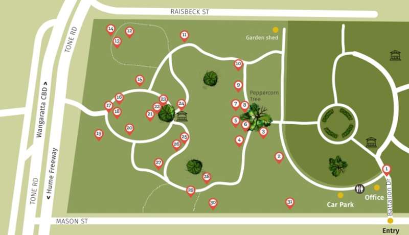 Wangaratta Cemetery Walk Map