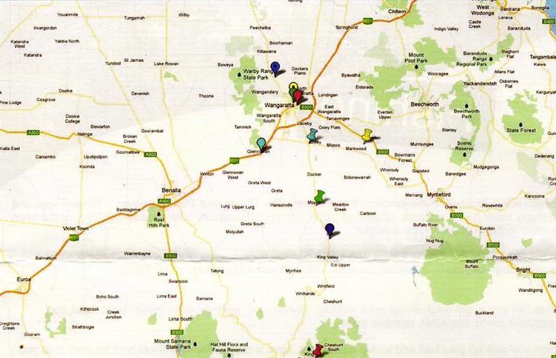 Wangaratta Region Fishing Spots Map