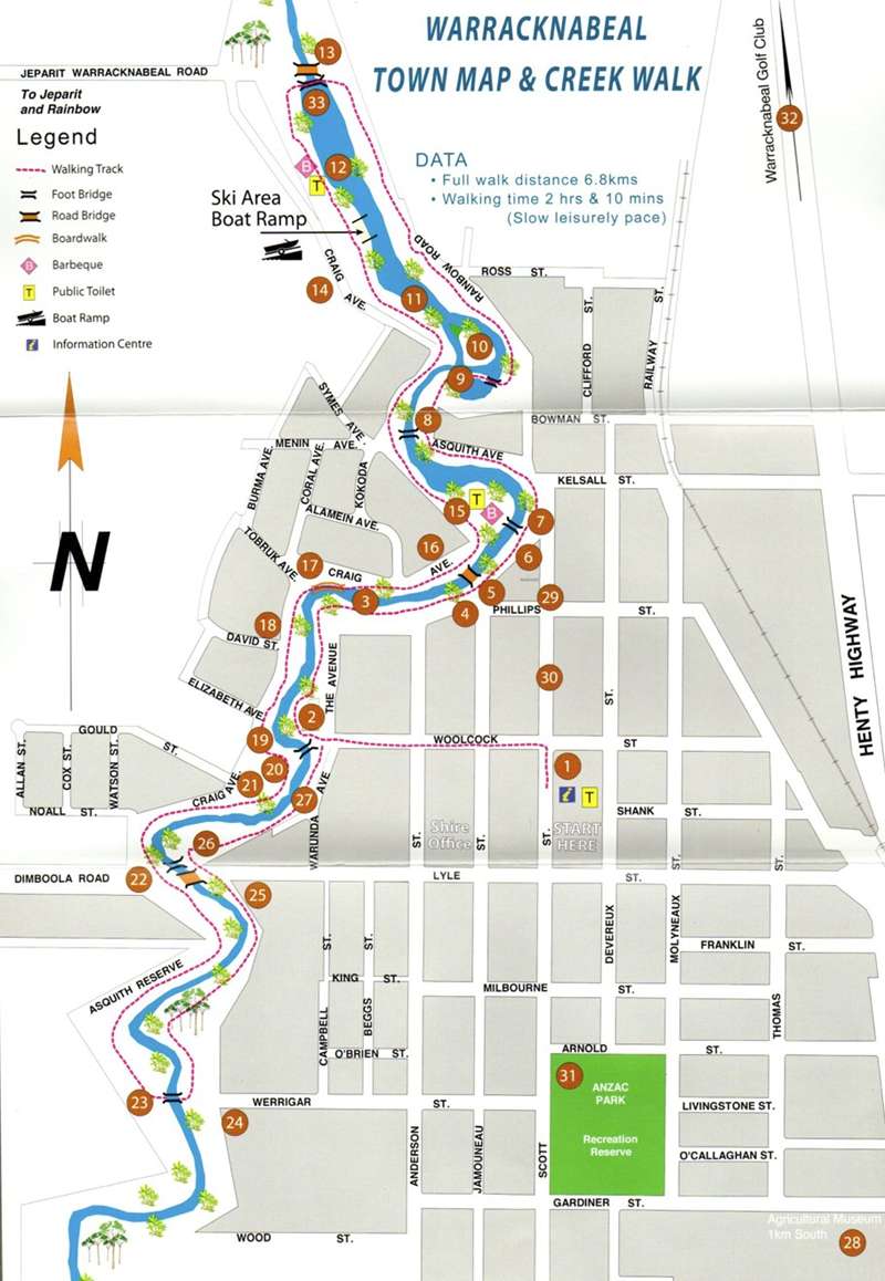 Warracknabeal - Yarriambiack Creek Walk Map