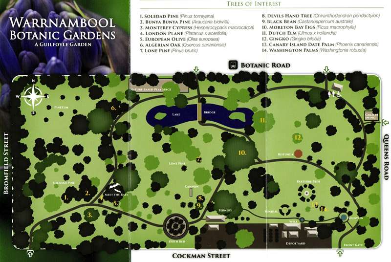 Warrnambool Botanic Gardens Trees of Interest Map