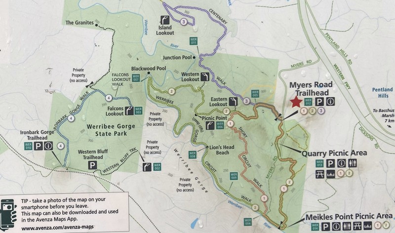 Werribee Gorge Circuit Walk Map